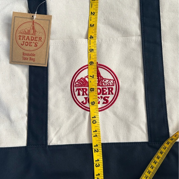 Lot of 2 Trader Joe’s Canvas Tote Bag Navy Red Grocery Shopping Eco Reusable NWT - Picture 8 of 10